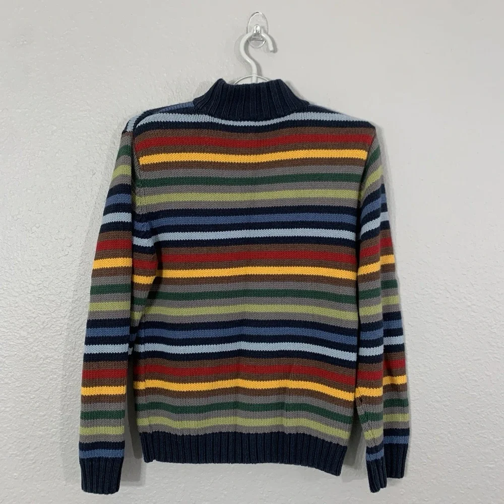 Gymboree Boys Size 10 Striped‎ Cotton Knit Sweater Multi-Color Quarter Zip EUC
